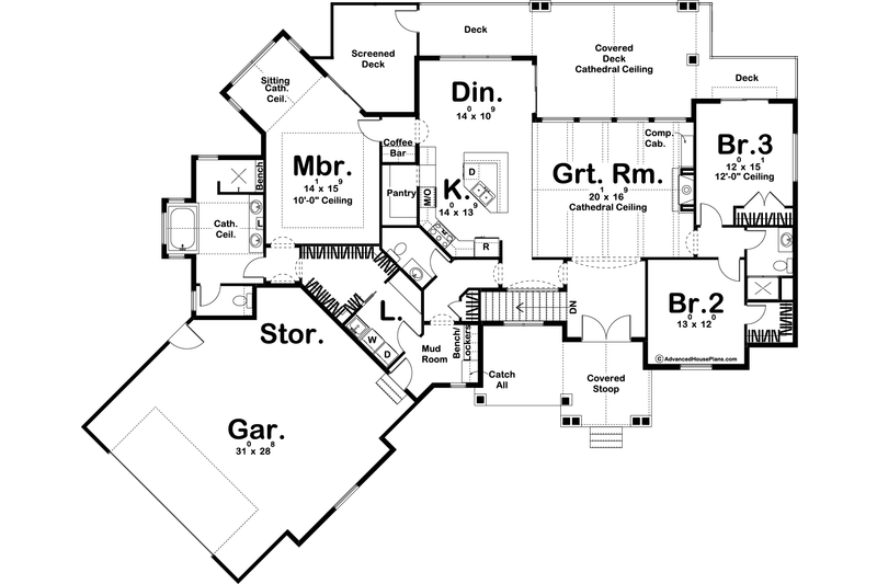 Dream House Plan - Floor Plan - Main Floor for Craftsman House Plan #455-288 - 3 bed, 2.5 bath