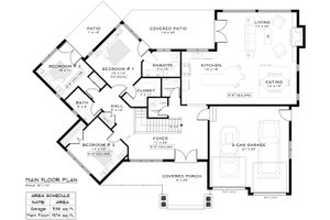 Floor Plan - Main Floor for Craftsman House Plan #1101-3 - 4 bed, 3.5 bath