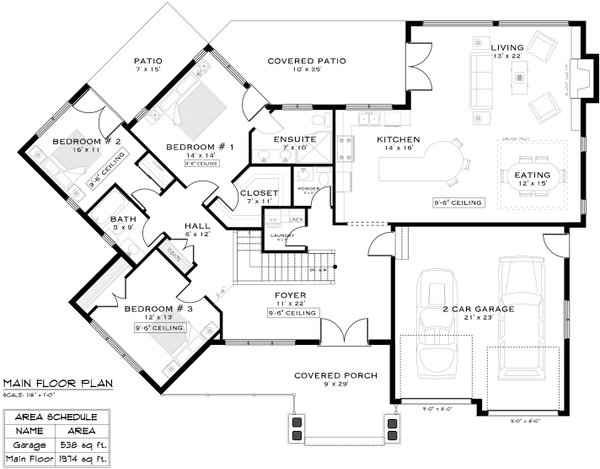 Craftsman Floor Plan - Main Floor Plan #1101-3