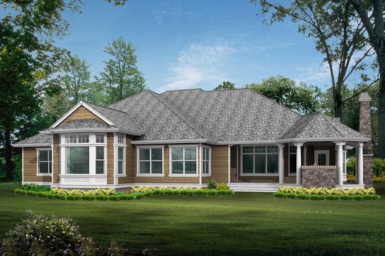 Exterior - Rear Elevation for Traditional House Plan #132-206 - 4 bed, 3 bath