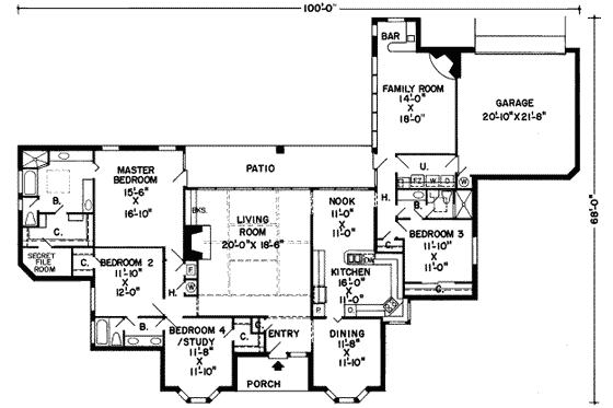 Floor Plan - Main Floor for Traditional House Plan #312-457 - 4 bed, 3 bath