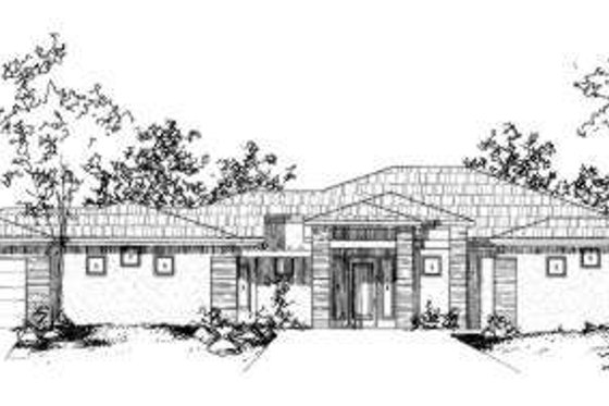 Exterior - Front Elevation for Adobe / Southwestern House Plan #24-204 - 3 bed, 3.5 bath