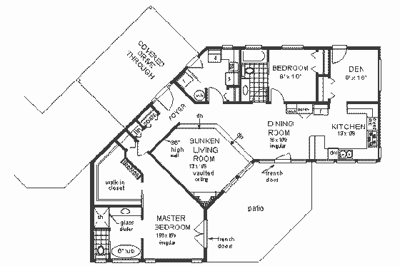 Floor Plan - Main Floor for Ranch House Plan #18-120 - 3 bed, 2 bath