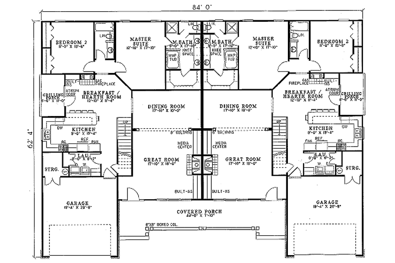 House Blueprint - Floor Plan - Main Floor for Traditional House Plan #17-2027 - 3 bed, 3 bath