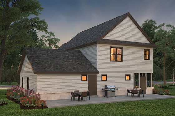 Exterior - Rear Elevation 1 for Farmhouse House Plan #497-43 - 3 bed, 2.5 bath