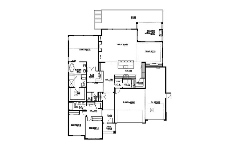 Dream House Plan - Floor Plan - Main Floor for Contemporary House Plan #569-90 - 3 bed, 2.5 bath