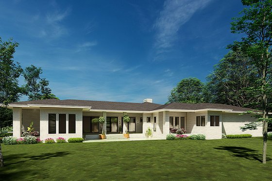 Exterior - Rear Elevation for Prairie House Plan #923-209 - 4 bed, 3.5 bath