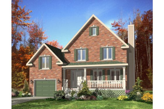 Exterior - Front Elevation for Country House Plan #138-320 - 3 bed, 1.5 bath