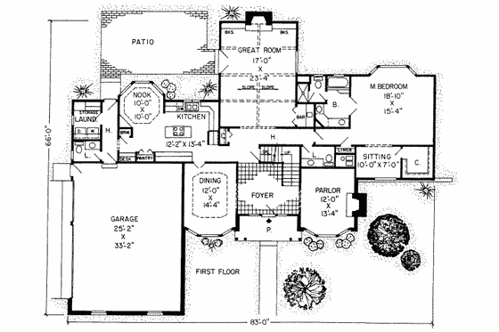 Floor Plan - Main Floor for Tudor House Plan #312-215 - 4 bed, 5 bath