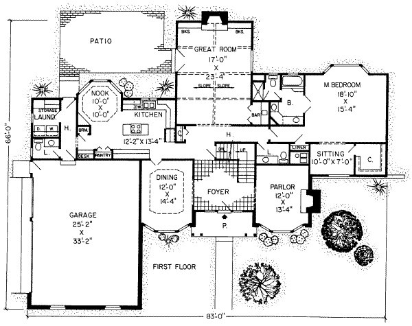 Tudor Floor Plan - Main Floor Plan #312-215