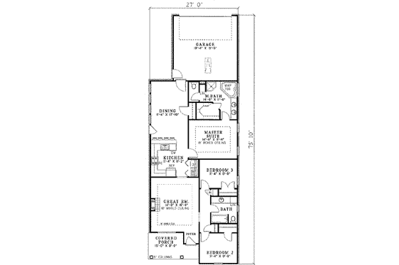 Floor Plan - Main Floor for Traditional House Plan #17-1099 - 3 bed, 2 bath