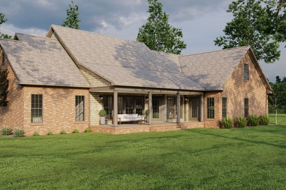 Exterior - Rear Elevation 1 for Southern House Plan #17-2588 - 3 bed, 2.5 bath
