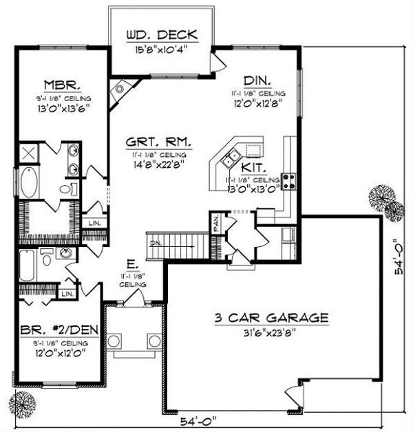 House Design - Traditional Floor Plan - Main Floor Plan #70-858