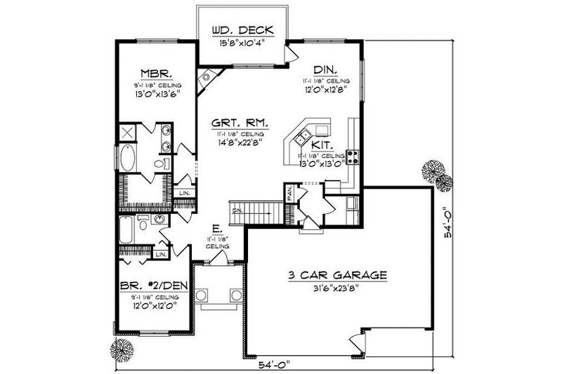 Home Plan - Floor Plan - Main Floor for Traditional House Plan #70-858 - 2 bed, 2 bath