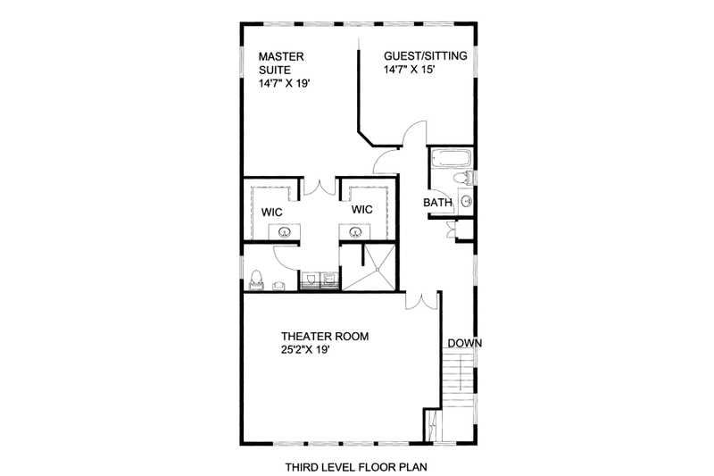 Home Plan - Floor Plan - Upper Floor for Bungalow House Plan #117-800 - 1 bed, 3.5 bath