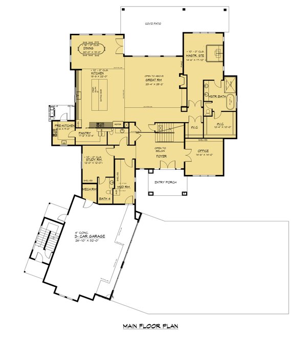Dream House Plan - Farmhouse Floor Plan - Main Floor Plan #1066-284