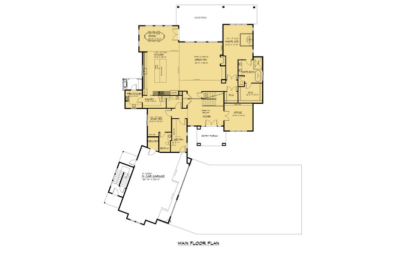 Home Plan - Floor Plan - Main Floor for Farmhouse House Plan #1066-284 - 5 bed, 5.5 bath
