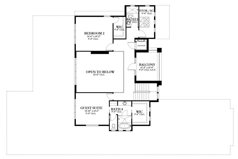 House Blueprint - Floor Plan - Upper Floor for Traditional House Plan #1058-235 - 4 bed, 5 bath