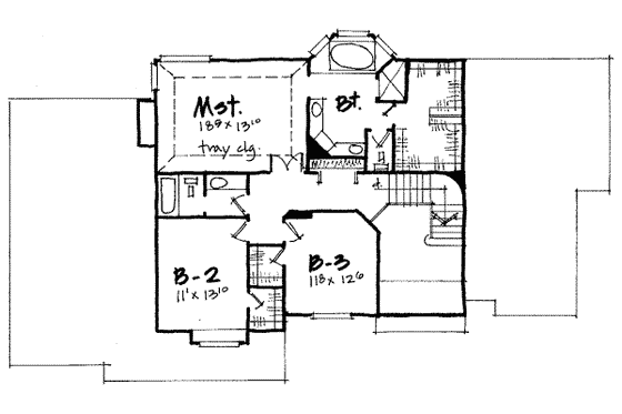 Floor Plan - Upper Floor for Traditional House Plan #308-224 - 3 bed, 2.5 bath