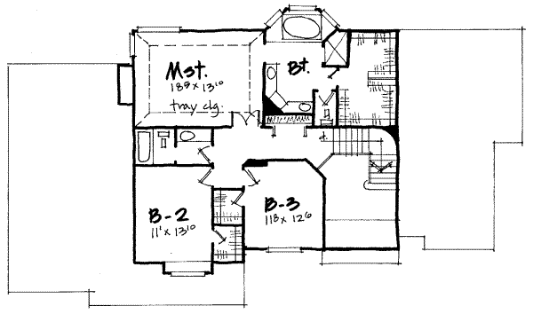 Traditional Floor Plan - Upper Floor Plan #308-224