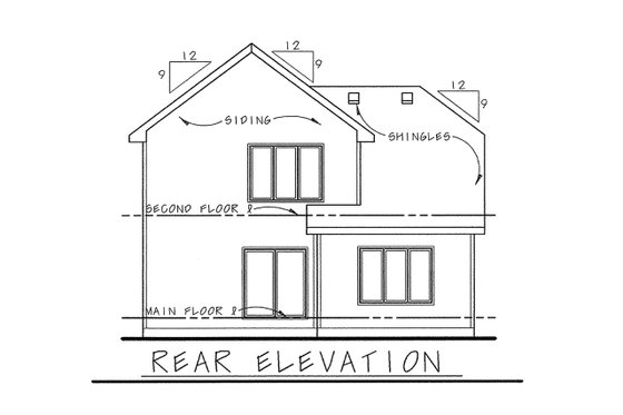 Exterior - Rear Elevation for Craftsman House Plan #20-1692 - 3 bed, 3 bath