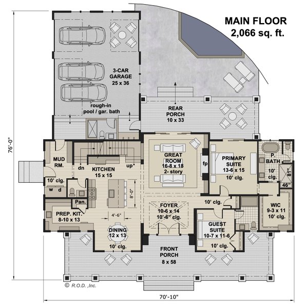 Farmhouse Floor Plan - Main Floor Plan #51-1253