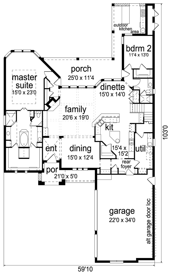 Architectural House Design - European Floor Plan - Main Floor Plan #84-508