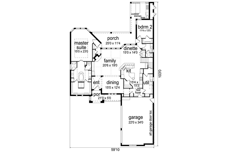 Home Plan - Floor Plan - Main Floor for European House Plan #84-508 - 4 bed, 4 bath