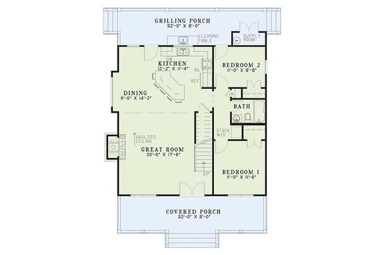 Floor Plan - Main Floor for Country House Plan #17-2014 - 3 bed, 2 bath
