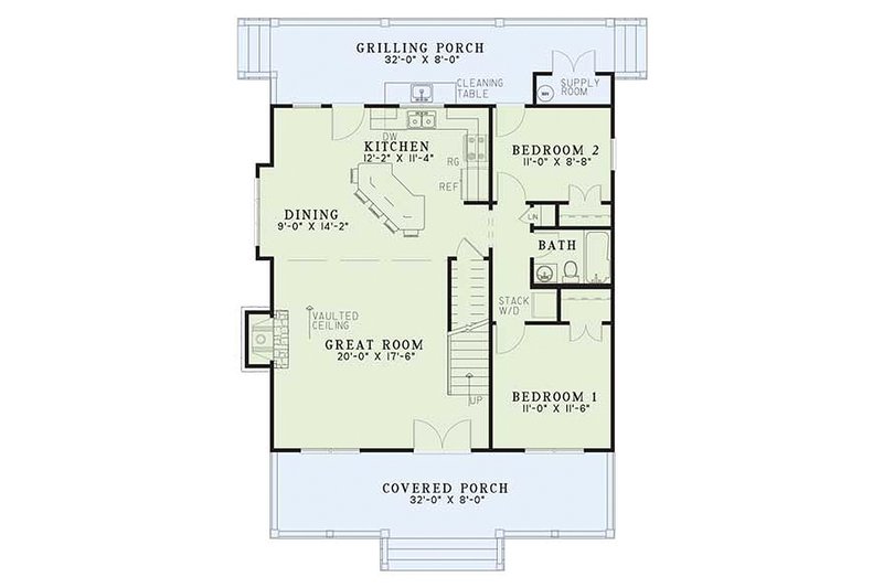 Architectural House Design - Floor Plan - Main Floor for Country House Plan #17-2014 - 3 bed, 2 bath