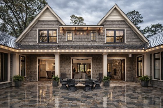 Exterior - Rear Elevation 1 for Country House Plan #928-1 - 4 bed, 4.5 bath