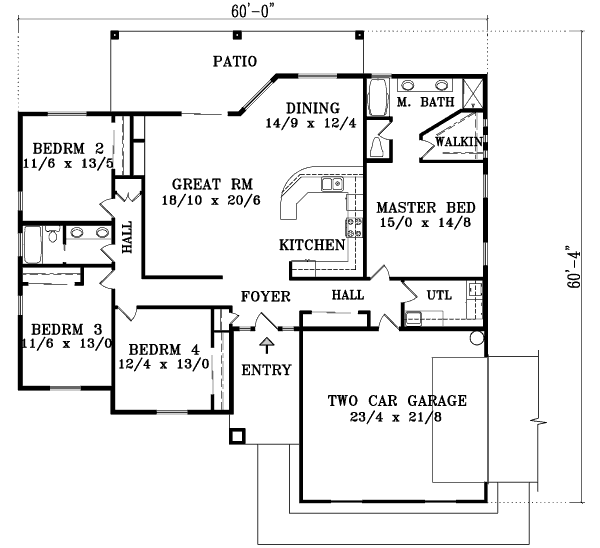 Colonial Floor Plan - Main Floor Plan #1-1422