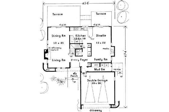Floor Plan - Main Floor for Modern House Plan #3-164 - 4 bed, 2.5 bath
