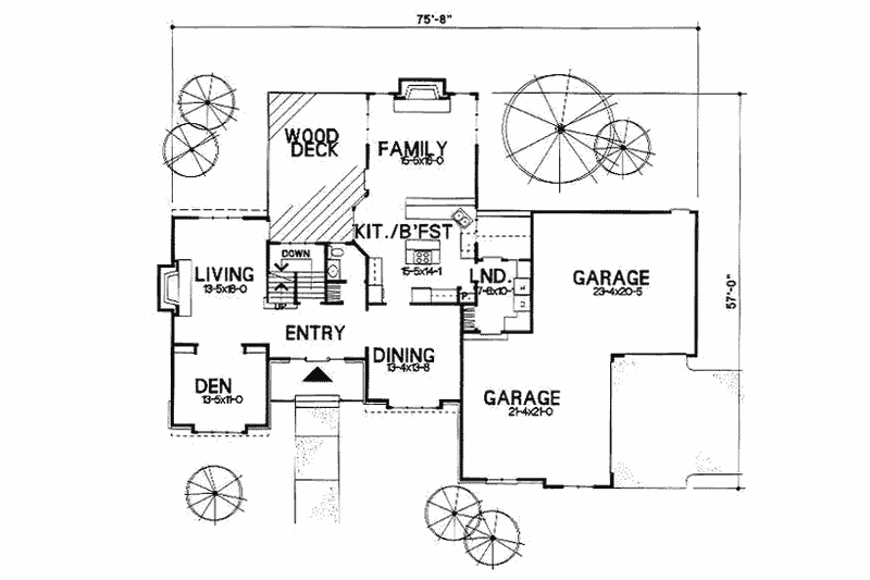 Home Plan - Floor Plan - Main Floor for Traditional House Plan #50-209 - 4 bed, 2.5 bath