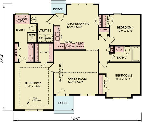 House Blueprint - Traditional Floor Plan - Main Floor Plan #54-606