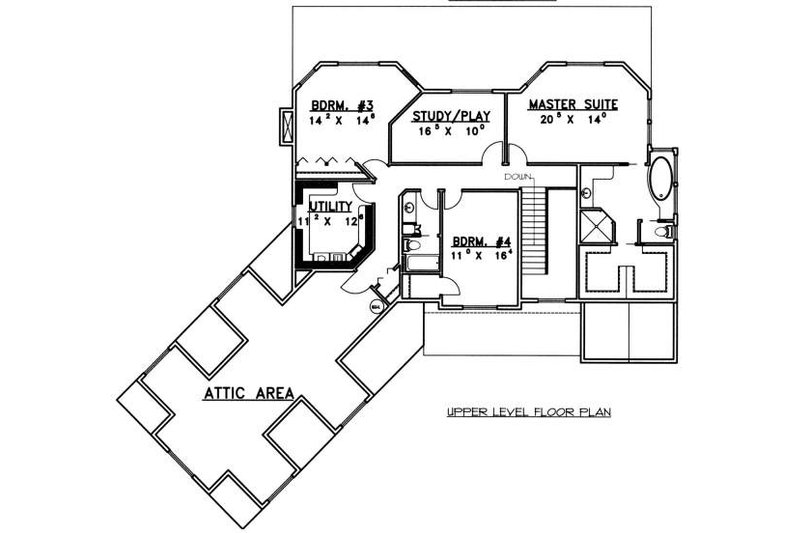 Architectural House Design - Floor Plan - Upper Floor for Country House Plan #117-577 - 4 bed, 3.5 bath