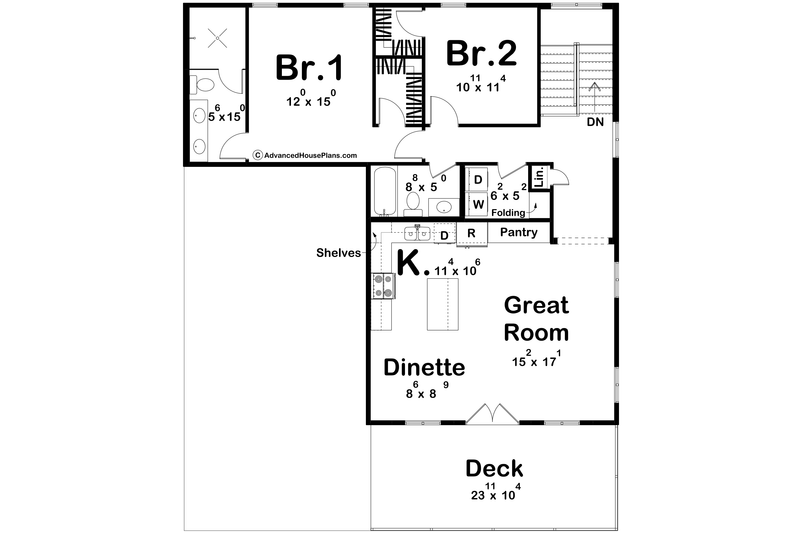 House Blueprint - Floor Plan - Upper Floor for Farmhouse House Plan #455-673 - 2 bed, 3 bath