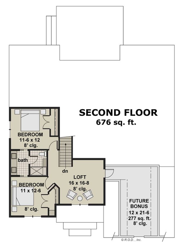 House Plan Design - Floor Plan - Upper Floor for Country House Plan #51-1567 - 3 bed, 2.5 bath