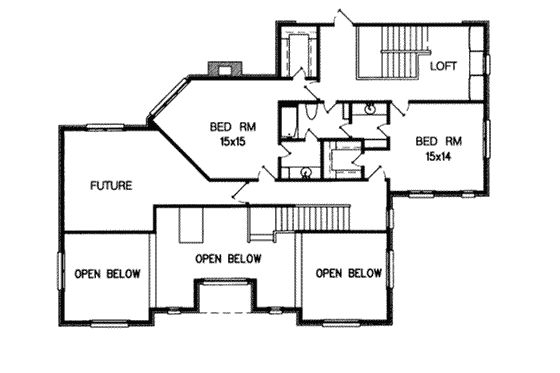 Floor Plan - Upper Floor for Southern House Plan #15-230 - 4 bed, 3 bath