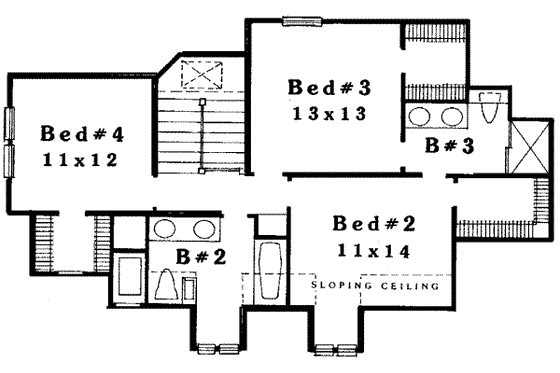 Floor Plan - Upper Floor for Traditional House Plan #310-149 - 4 bed, 2.5 bath