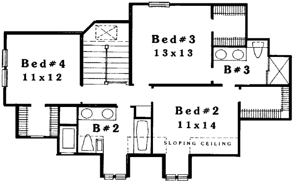 Traditional Floor Plan - Upper Floor Plan #310-149