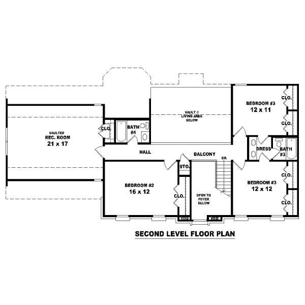 Traditional Floor Plan - Upper Floor Plan #81-13875