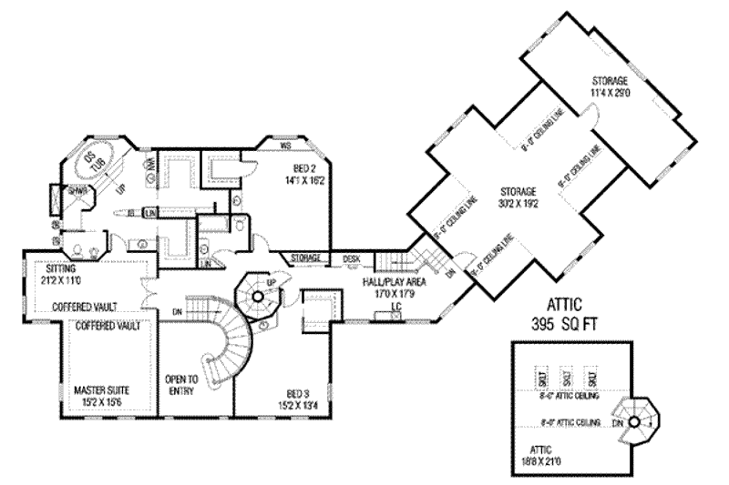 Home Plan - Floor Plan - Upper Floor for Country House Plan #60-592 - 4 bed, 3.5 bath