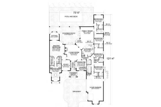 Floor Plan - Main Floor for Mediterranean House Plan #420-284 - 5 bed, 3.5 bath