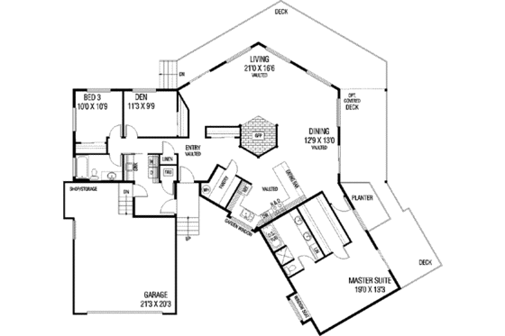 Floor Plan - Main Floor for Traditional House Plan #60-524 - 3 bed, 2 bath
