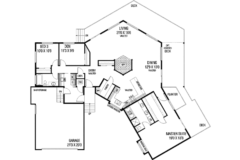 Home Plan - Floor Plan - Main Floor for Traditional House Plan #60-524 - 3 bed, 2 bath