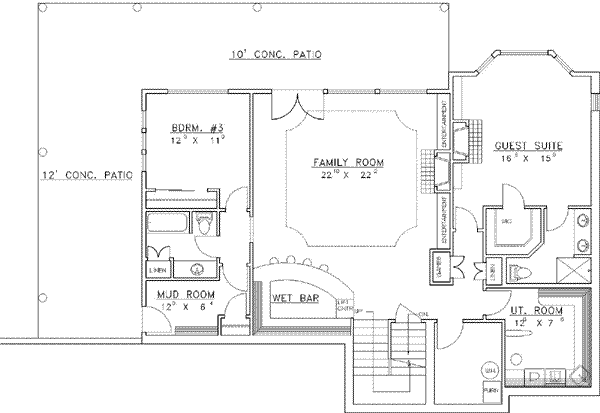 Traditional Floor Plan - Lower Floor Plan #117-451