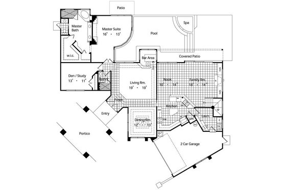 Floor Plan - Main Floor for Mediterranean House Plan #417-346 - 4 bed, 3 bath