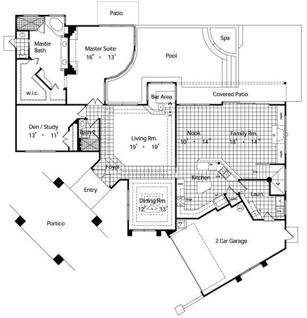 Home Plan - Mediterranean Floor Plan - Main Floor Plan #417-346