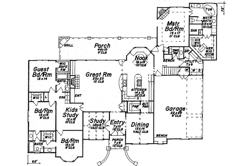 Dream House Plan - Floor Plan - Main Floor for European House Plan #52-193 - 4 bed, 3.5 bath